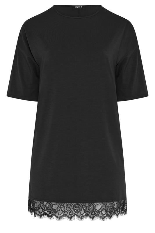 LIMITED COLLECTION Plus Size Black Lace Trim Mini Dress | Yours Clothing 5