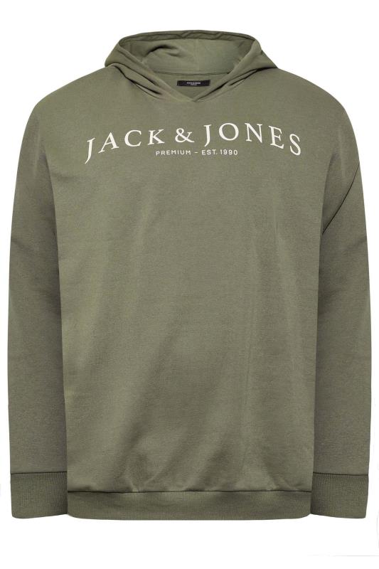 JACK & JONES Big & Tall Khaki Green Logo Hoodie | BadRhino 3