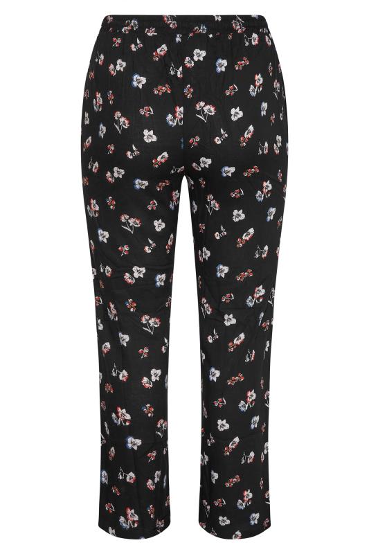 Curve Black Floral Stripe Tapered Trousers 5