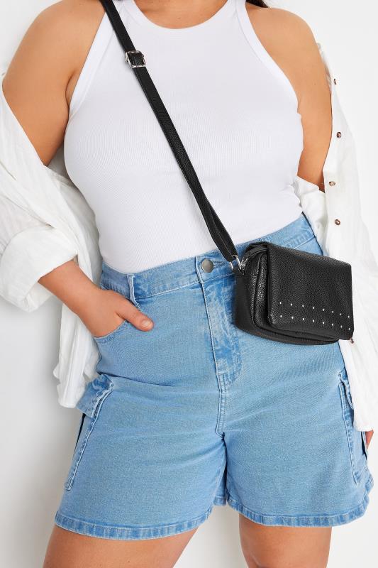 Black Stud Detail Cross Body Bag | Yours Clothing 1