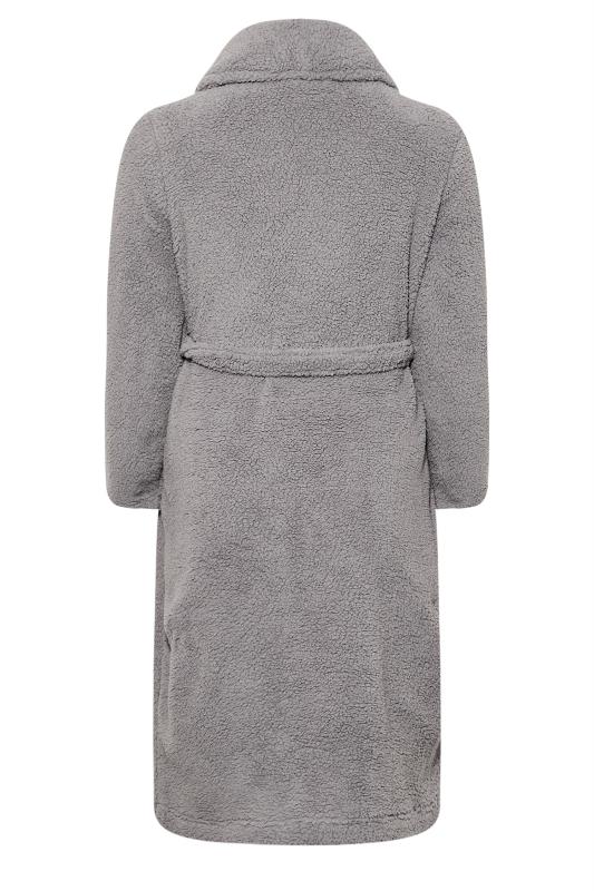 Plus Size Grey Teddy Fleece Dressing Gown | Yours Clothing 7