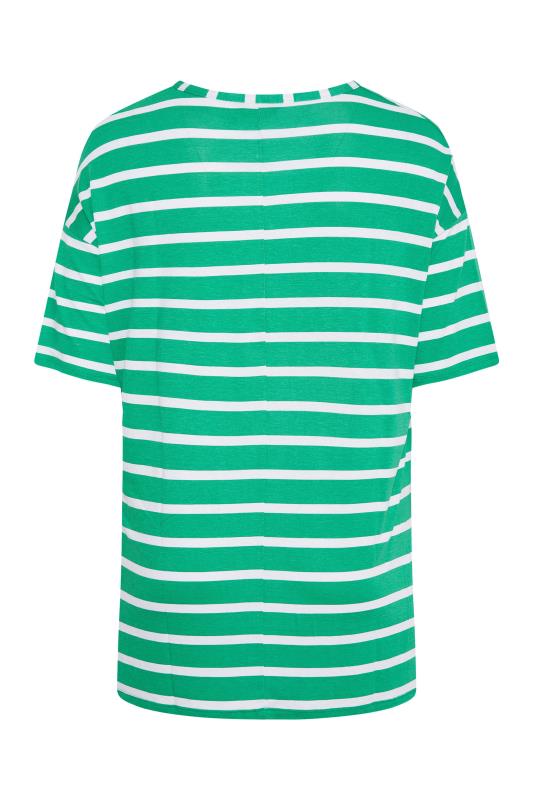 Plus Size Green & White Stripe Oversized T-Shirt | Yours Clothing 7