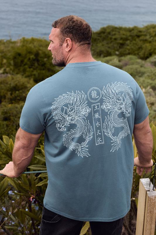  BadRhino Big & Tall T-shirt bleu à imprimé graphique dragon