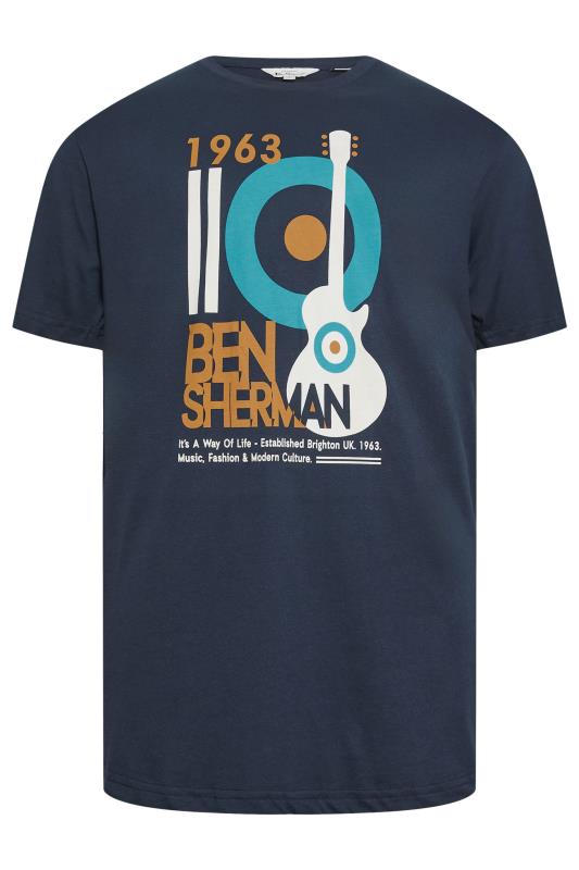 BEN SHERMAN Big & Tall Blue Mod Guitar Print T-Shirt | BadRhino 2
