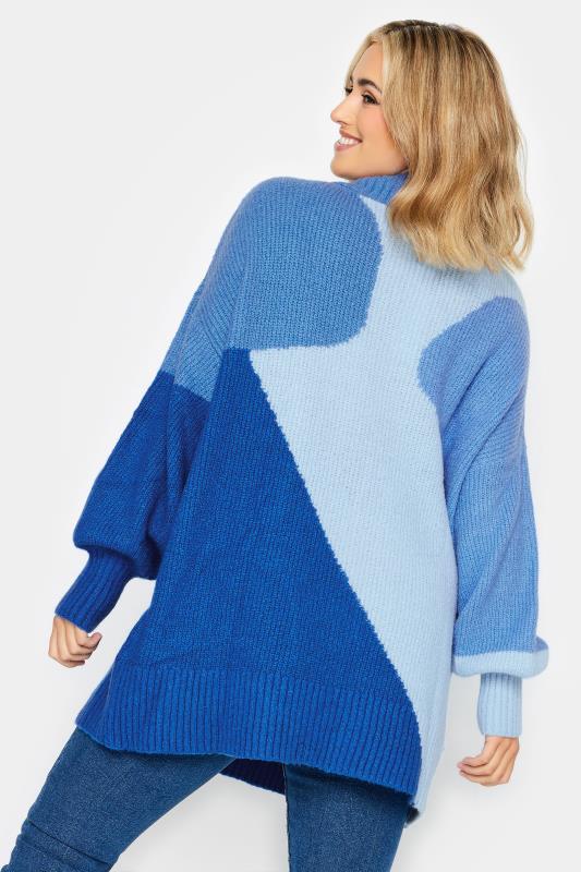 Curve Plus Size Womens Light & Dark Blue Colour Block Knit Jumper | Yours Clothing 3