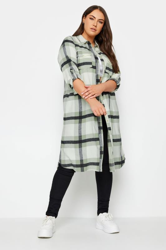 YOURS Plus Size Green Maxi Check Longline Shirt | Yours Clothing  4