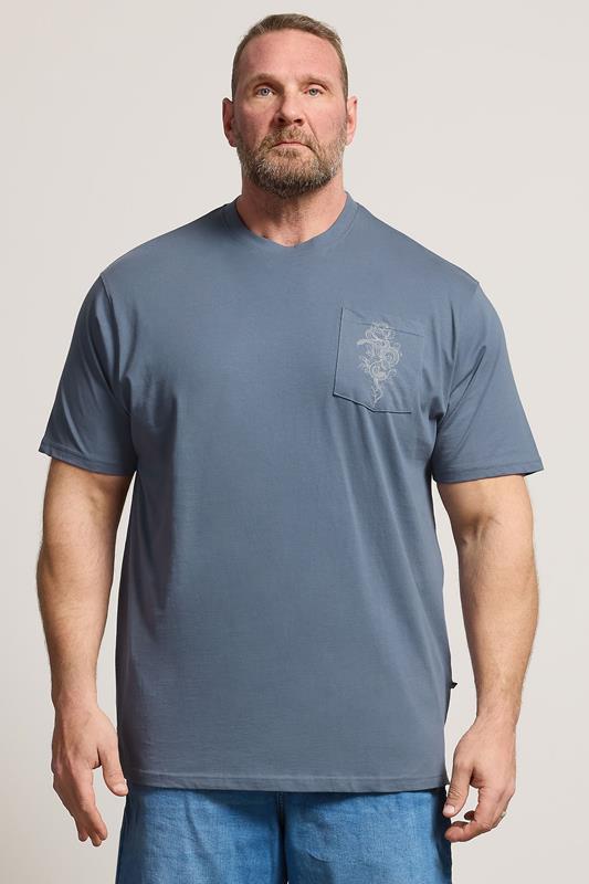 KAM Big & Tall Blue Snake Print T-Shirt | BadRhino 1