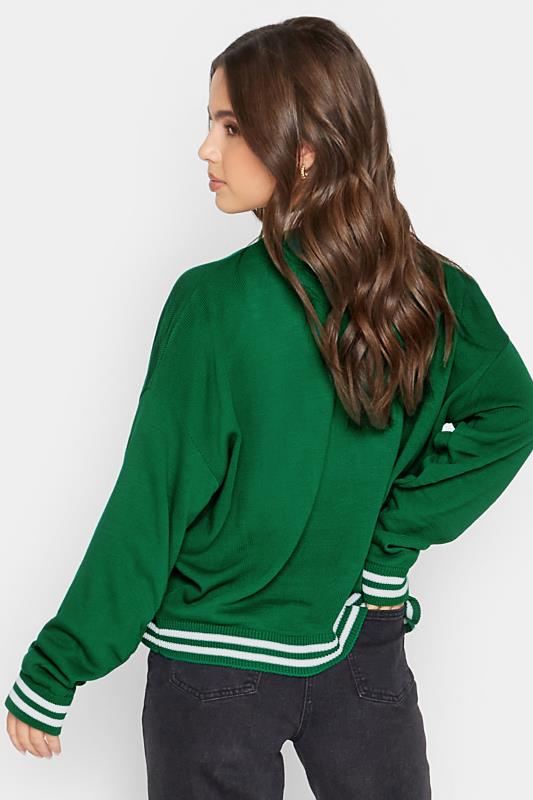 Petite Green Varsity Stripe Cardigan | PixieGirl 3