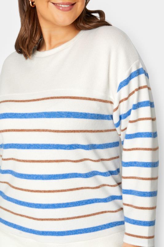 YOURS LUXURY Plus Size Curve White & Blue Stripe Jumper | Yours Clothing  5