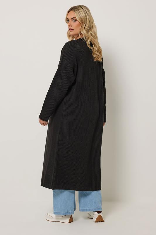 YOURS Plus Size Black Maxi Knitted Cardigan | Yours Clothing 2