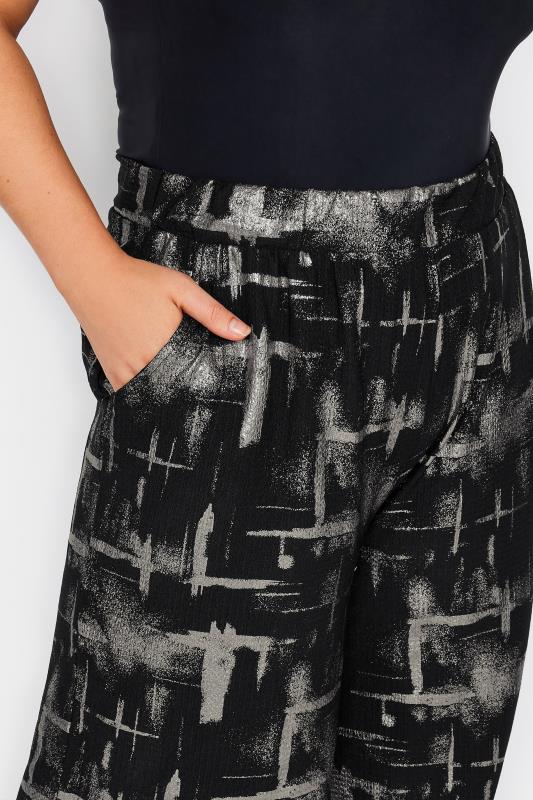 YOURS Curve Black & Silver Abstract Print Wide Leg Trousers | Yours Clothing 4