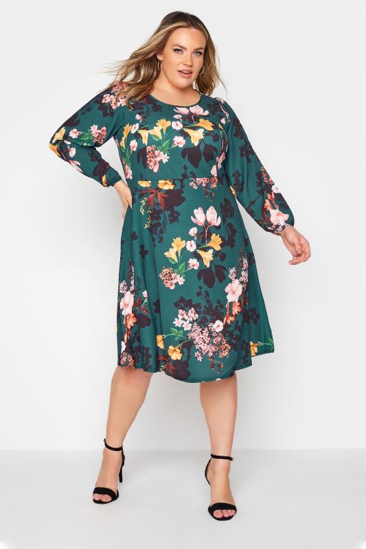 YOURS LONDON Curve Green Floral Midi Dress 2