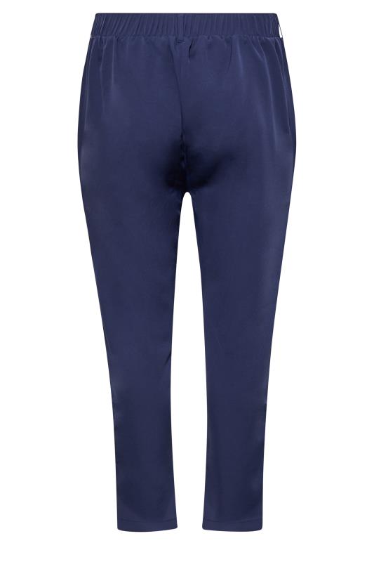 Plus Size Navy Blue High Waisted Tapered Trousers | Yours Clothing 5