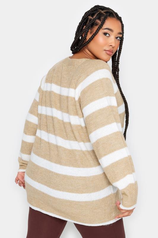 YOURS Plus Size Beige Brown Stripe Knitted Jumper | Yours Clothing 3
