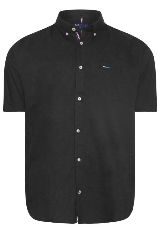 BadRhino Big & Tall Black Essential Short Sleeve Oxford Shirt 3