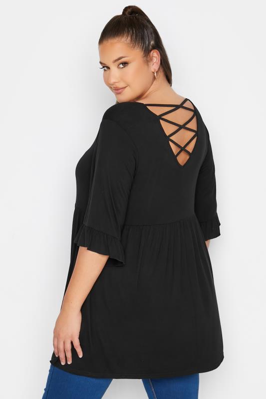 LIMITED COLLECTION Curve Black Cross Back Peplum Top 1