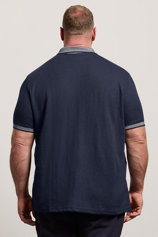 BadRhino Big & Tall Navy Blue Two Tone Waffle Polo Shirt | BadRhino 2