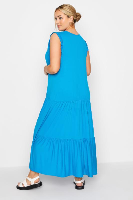 LIMITED COLLECTION Curve Blue Frill Sleeve Smock Maxi Dress_C.jpg