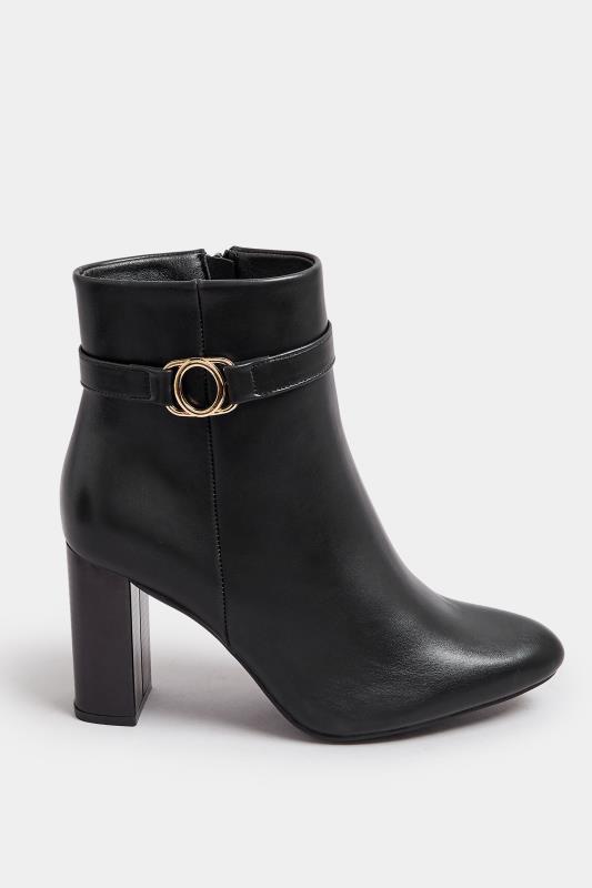 Black leather buckle booties best sale