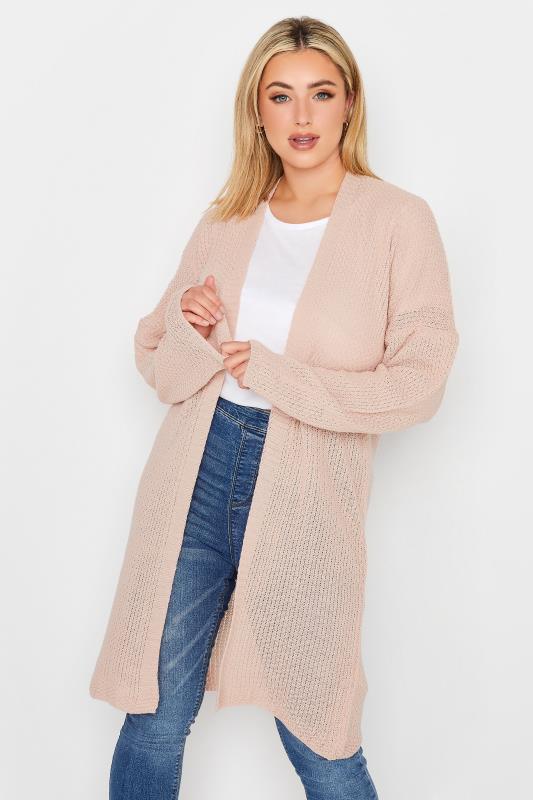  YOURS Curve Pink Pointelle Long Sleeve Cardigan