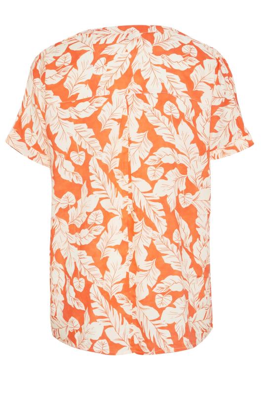 Plus Size Orange Leaf Print Grown On Sleeve Shirt | Yours Clothing  7