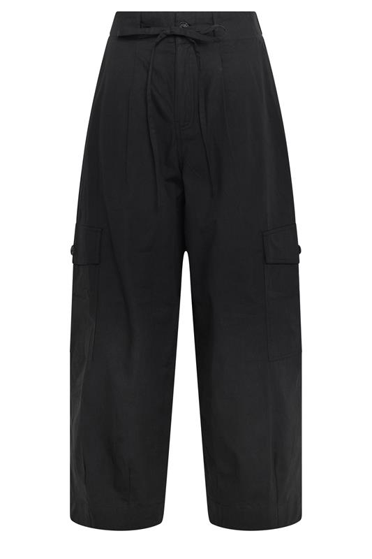 PixieGirl Petite Women's Black Poplin Cotton Cargo Barrel Leg Trousers | PixieGirl 5