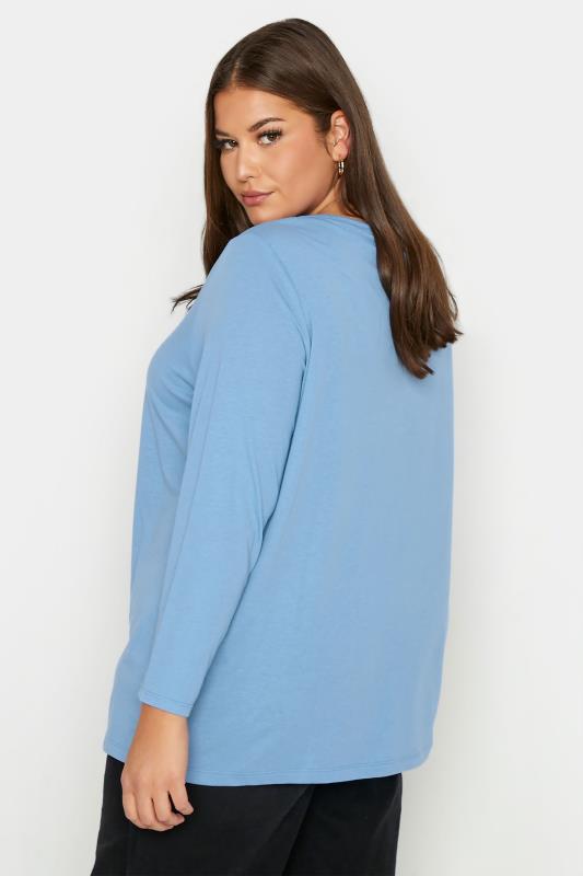 Plus Size Blue Long Sleeve T-Shirt | Yours Clothing 3