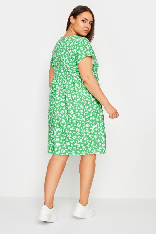 YOURS Plus Size Green Ditsy Floral Print Button Front Smock Dress | Yours Clothing 4
