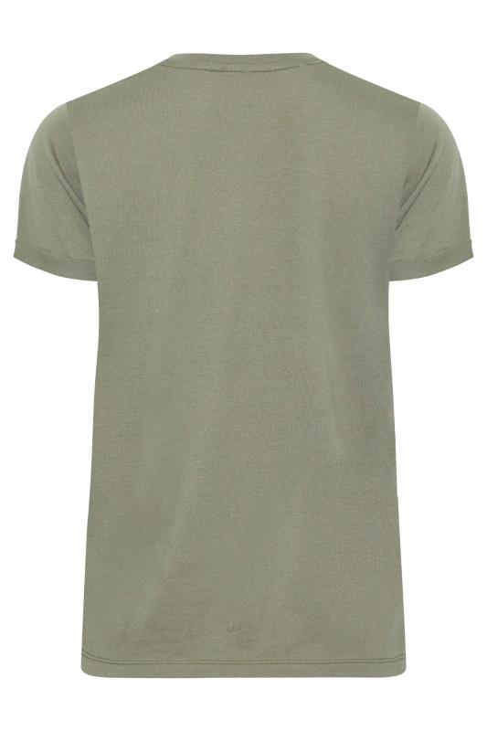 Petite Khaki Green Short Sleeve Pocket T-Shirt 7