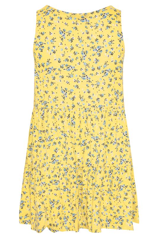 Lemon Yellow Ditsy Tiered Peplum Vest Top | Yours Clothing 6