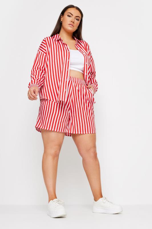 YOURS Plus Size Red Stripe Long Sleeve Shirt | Yours Clothing 2