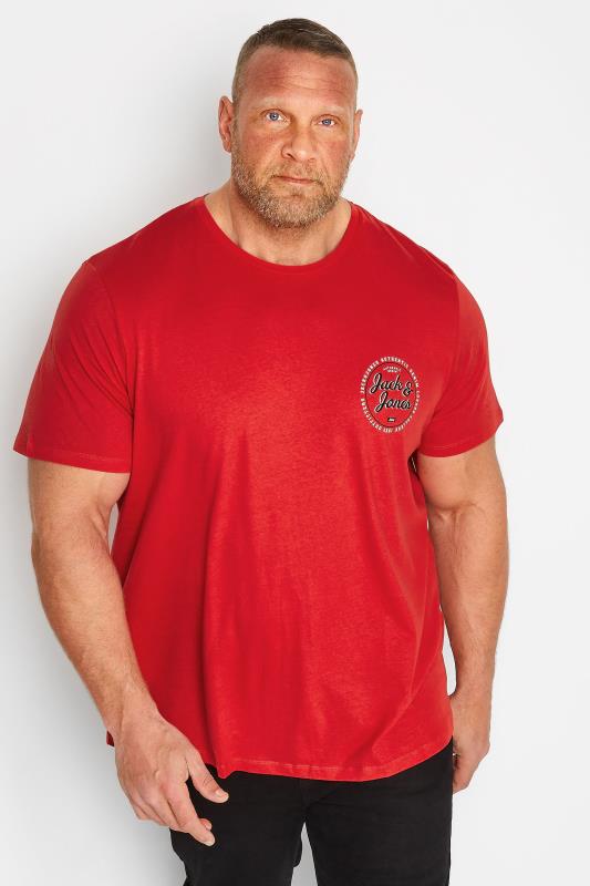 JACK & JONES Big & Tall Navy & Red 3 Pack T-Shirts | BadRhino 2