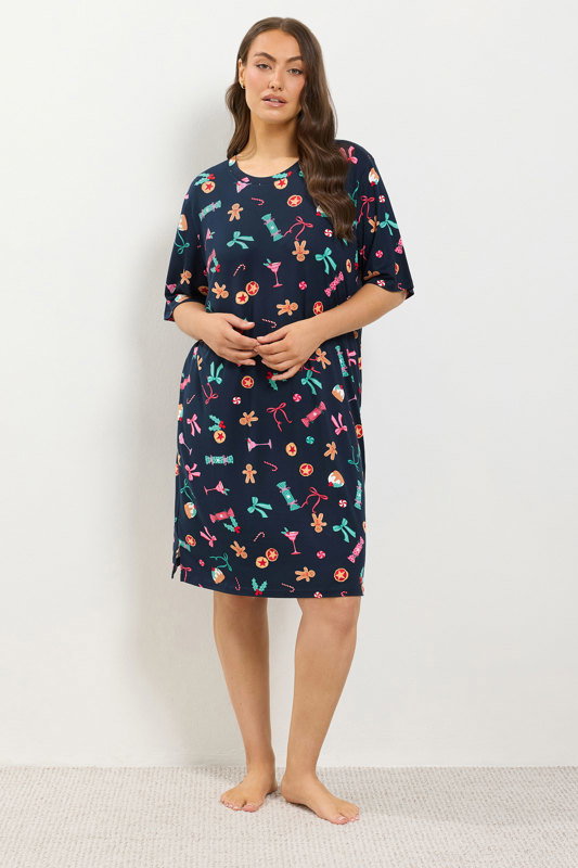 plus size christmas print dresses Yours Women's Navy Blue Soft Touch Nightdress Size 6-8 Waist:46 chiffon bridesmaid dress Match together and step JAX white, gold & Womens dresses