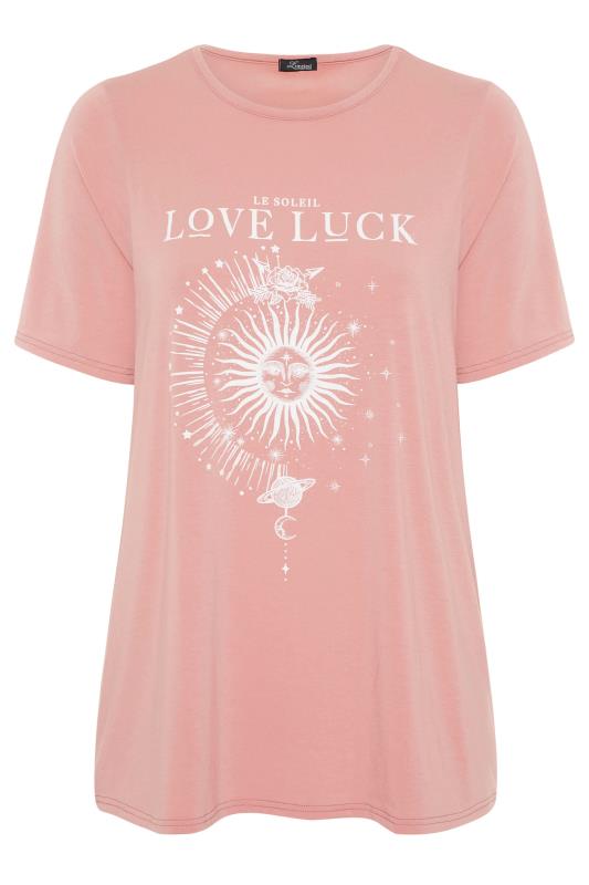 LIMITED COLLECTION Curve Pink 'Love Luck' Slogan T-Shirt_F.jpg