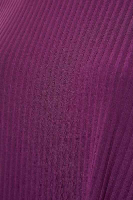 LIMITED COLLECTION Plum Purple Balloon Sleeve Ribbed Top_S.jpg