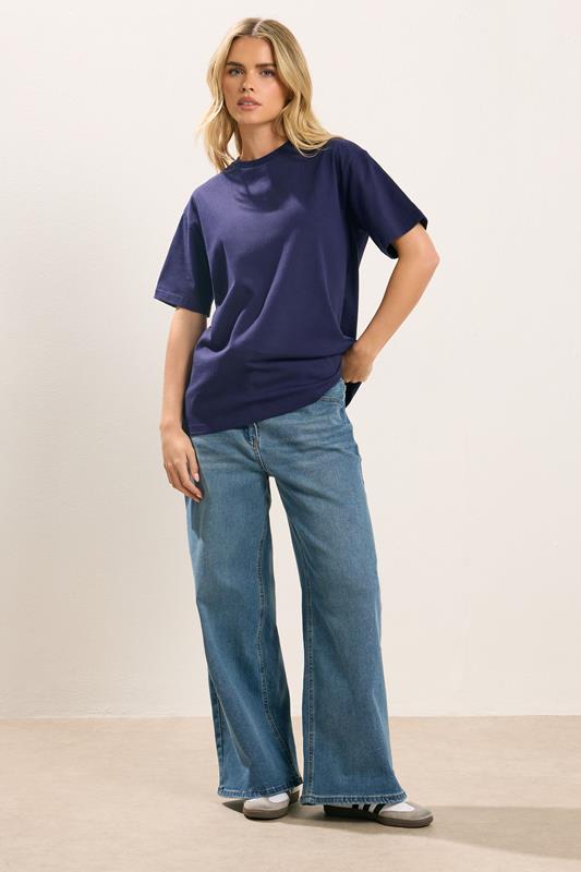 PixieGirl Petite Women's 2 PACK Chocolate Brown & Navy Blue Cotton Oversized T-Shirts | PixieGirl 4
