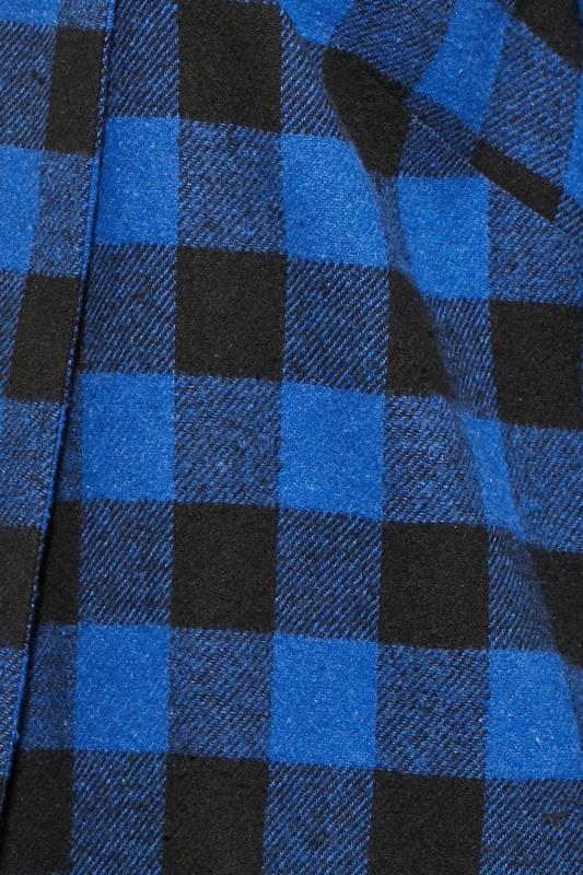 LIMITED COLLECTION Plus Size Curve Dark Blue & Black Check Long Duster Coat | Yours Clothing 5