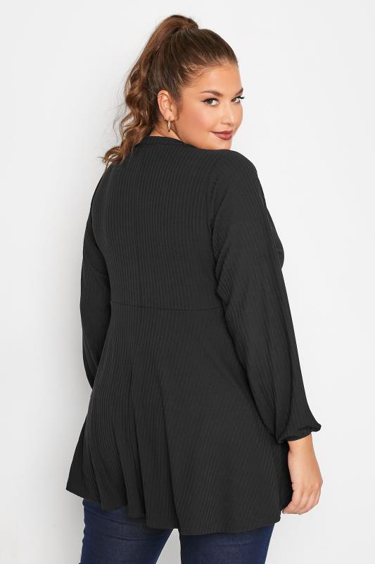 LIMITED COLLECTION Plus Size Black Peplum Keyhole Top | Yours Clothing  4