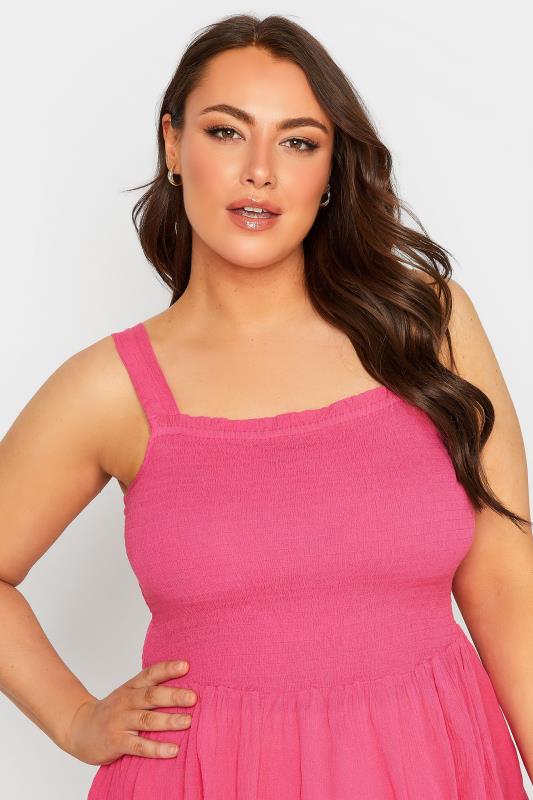 YOURS Plus Size Hot Pink Crinkle Vest Top | Yours Clothing 4