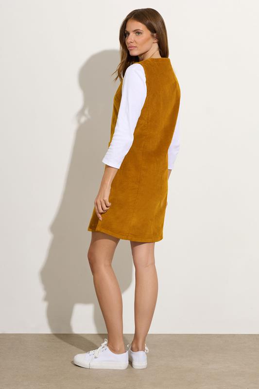 M&Co Orange Cord Button Through Pinafore Dress | M&Co  4