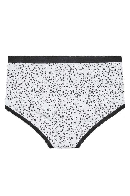 Plus Size 5 PACK Grey & Black Star Print High Waisted Full Briefs | Yours Clothing  5