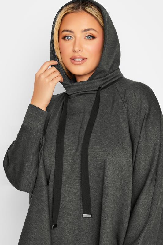 YOURS LUXURY Plus Size Charcoal Grey Tie Detail Oversized Hoodie | Yours Clothing 6
