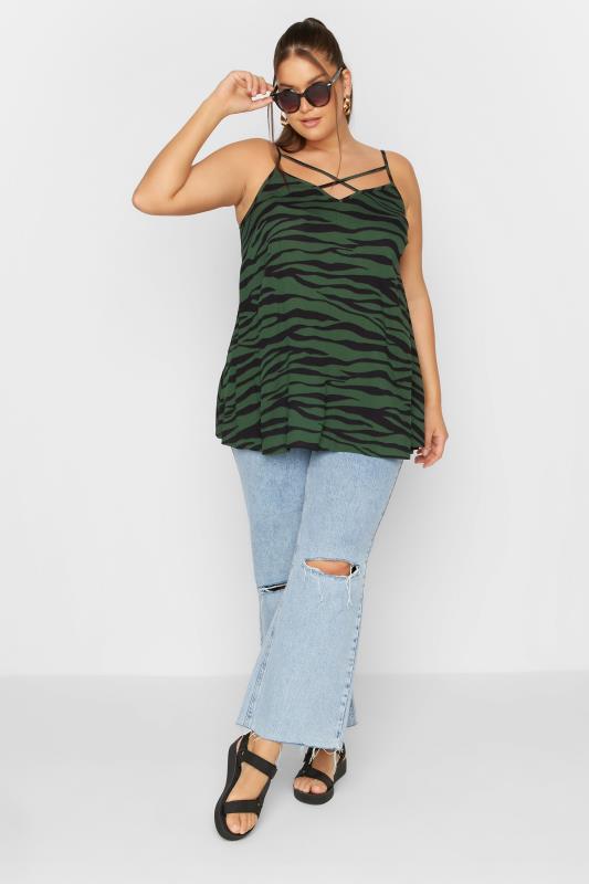 LIMITED COLLECTION Green Zebra Print Strappy Swing Cami Top_B.jpg