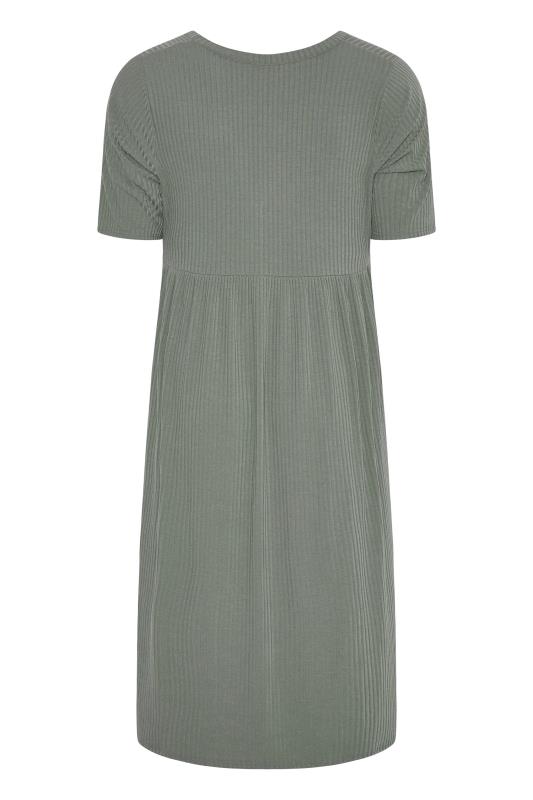 LIMITED COLLECTION Curve Sage Green Ribbed Peplum Midi Dress 7