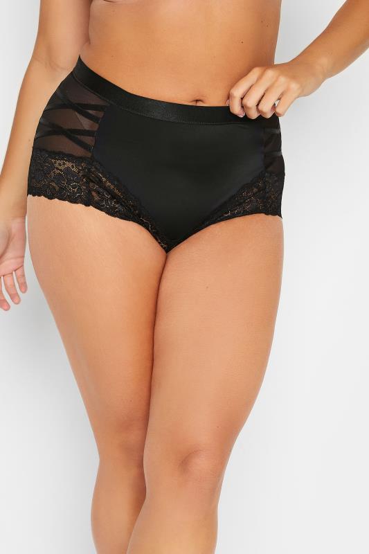 Plus Size  YOURS Curve Black Strappy Detail Control Full Briefs