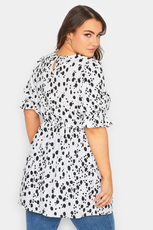 YOURS Plus Size White Polka Dot Print Blouse | Yours Clothing 3