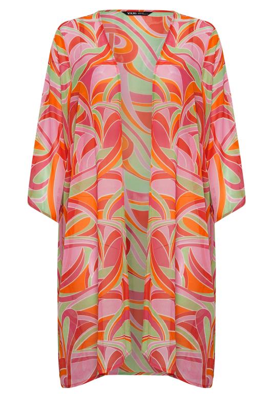 YOURS Plus Size Orange Abstract Print Beach Shirt | Yours Clothing 5