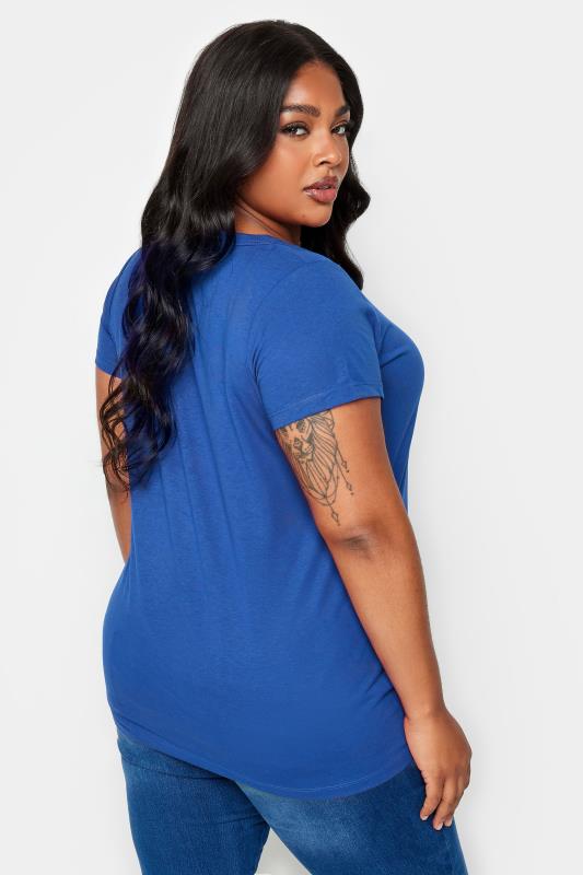 YOURS Curve Cobalt Blue Essential T-Shirt | Yours Clothing 3
