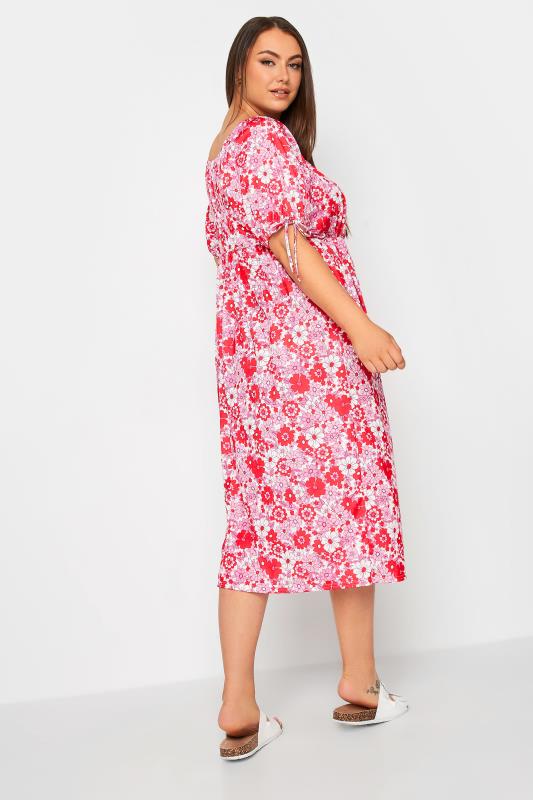 YOURS Plus Size Pink Floral Print Midi Dress | Yours Clothing 3