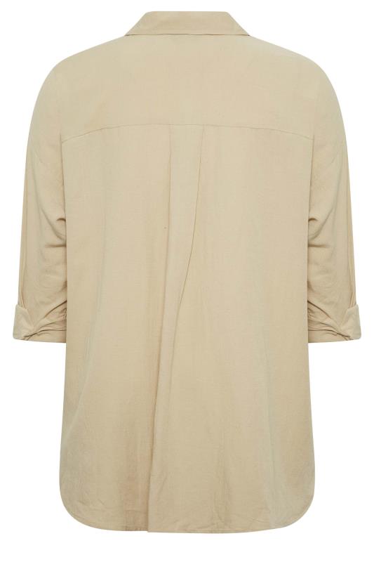 YOURS Plus Size Beige Brown Linen Look Shirt | Yours Clothing 7